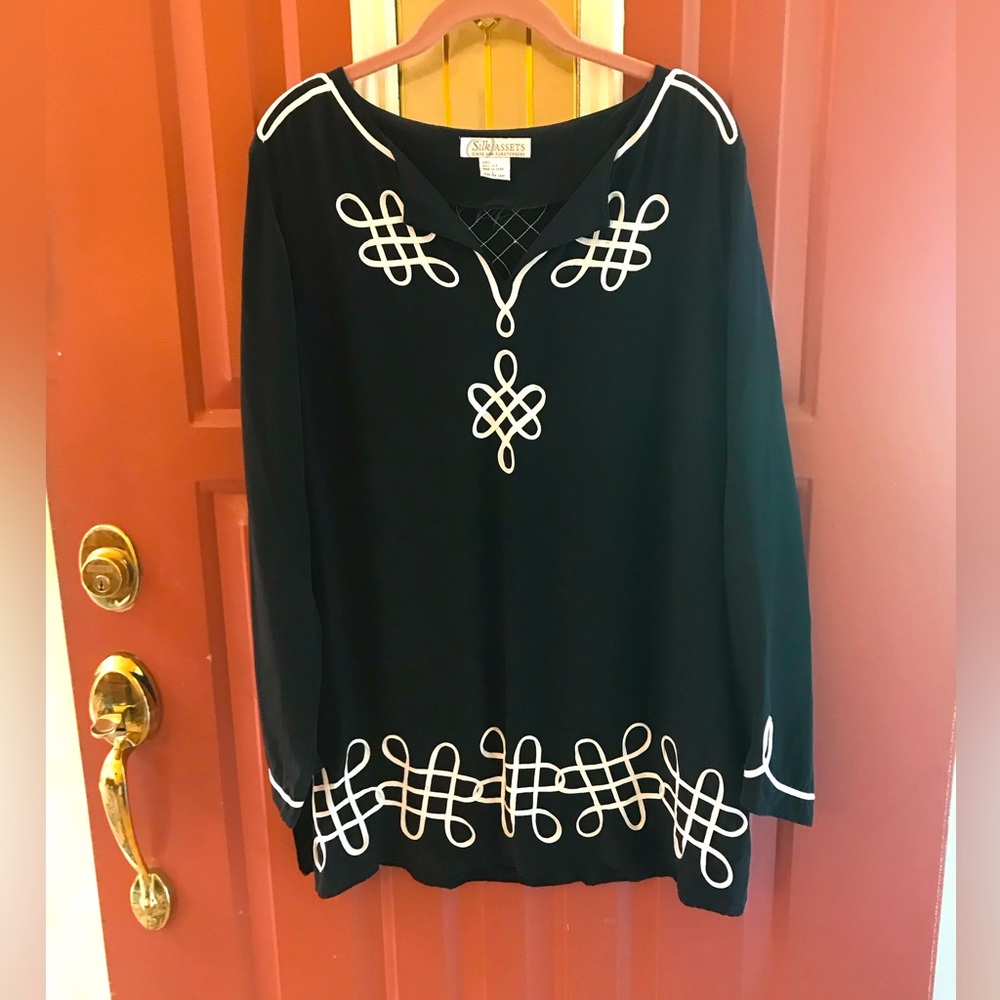 Black Silk Blouse by Silk Assets From Diane Von Furstenberg sized L